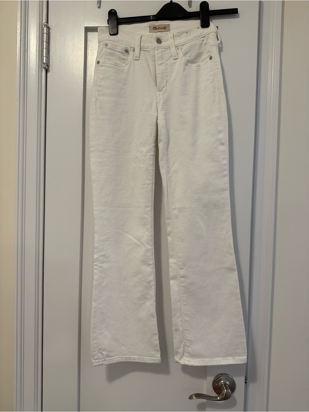 Madewell White mid rise kick out crop Jeans